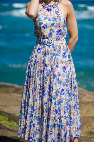 Amalfi Blue Floral Maxi Dress
