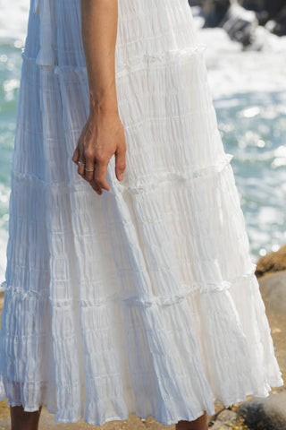 Amalfi Shirred White Maxi Dress