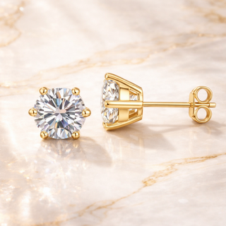 Aurora Moissanite Studs 1 Carat - 18K Gold