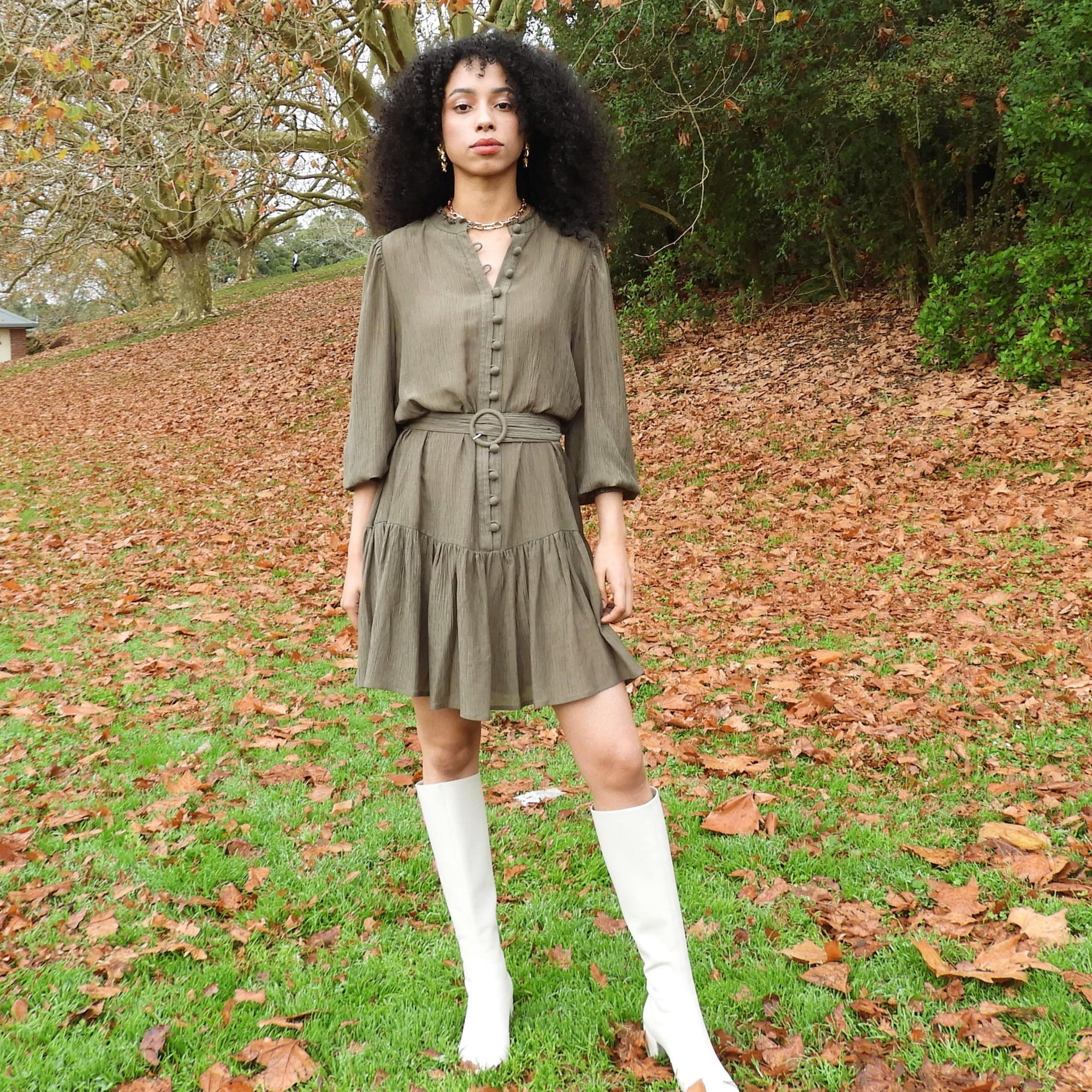 Milly Mini Dress in Sage Green | Alma Gray