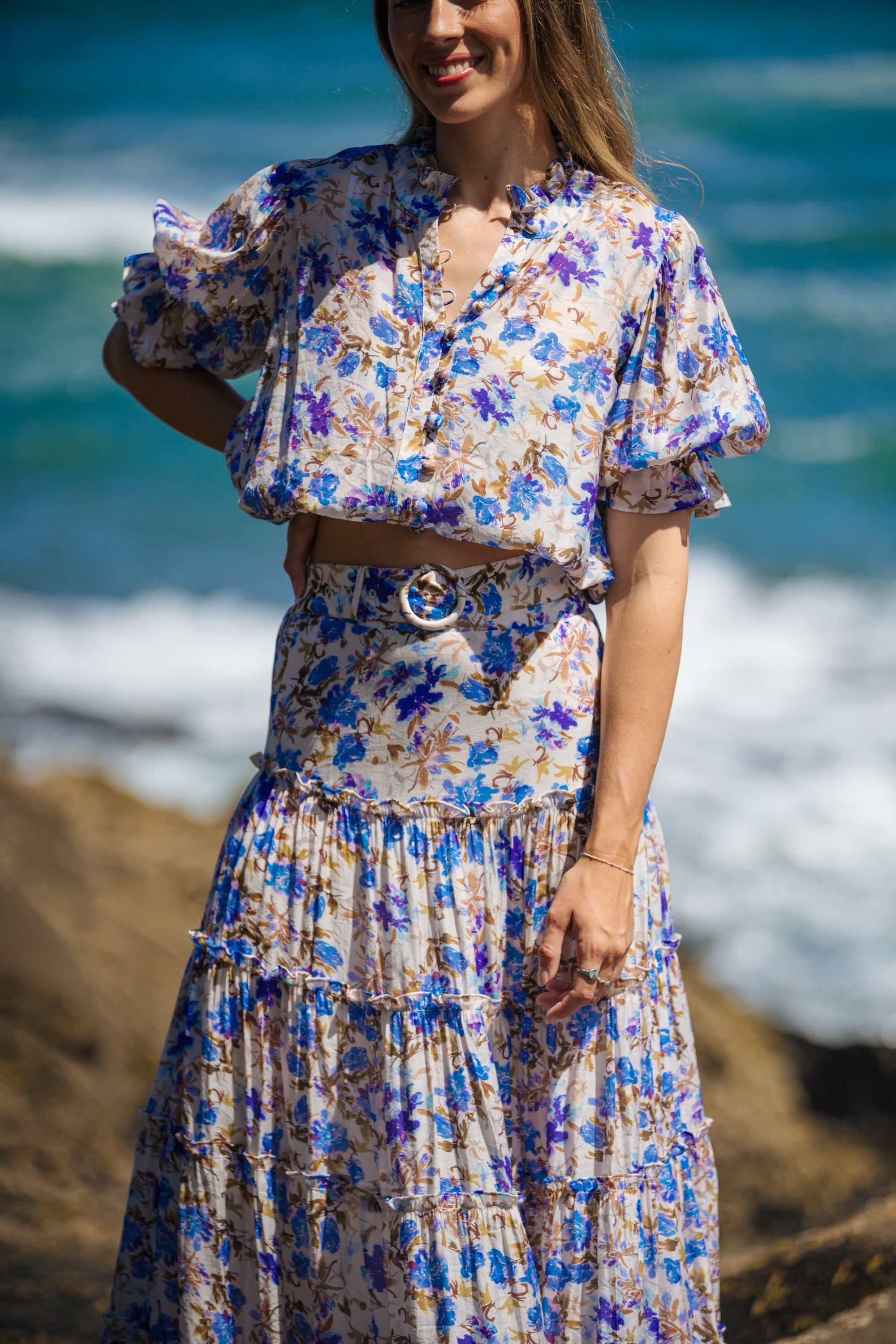 Verona Tiered Maxi Skirt | Alma Gray